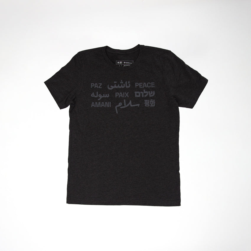 "Peace" Multi-language Unisex T-Shirt - Heather Dark Grey