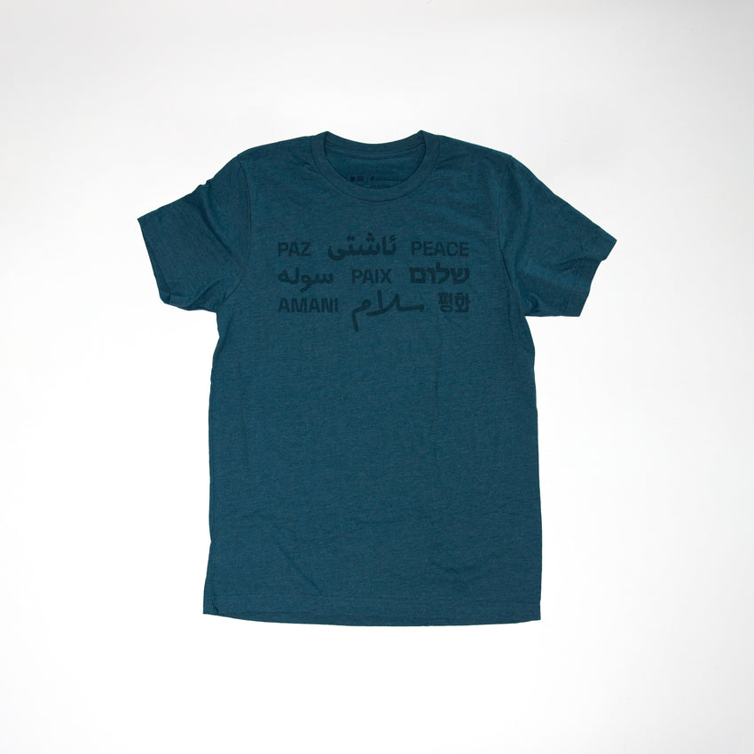 "Peace" Multi-language Unisex T-Shirt - Heather Deep Teal