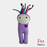adorable children kids gift doll collectible hand knit by Israeli Jew and Palestinian Arab Women small purple 
