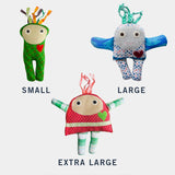 size chart for small medium and large peace dolls