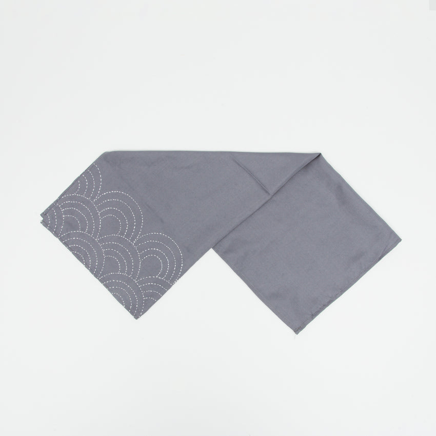 Hand-Stitched Grey Circles Tea Towel