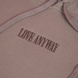 "Love Anyway" Embroidered Crop Top Hoodie, Storm