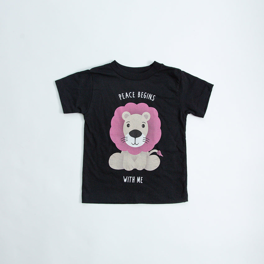 "Peace Begins With Me" Lion Kids Shirt