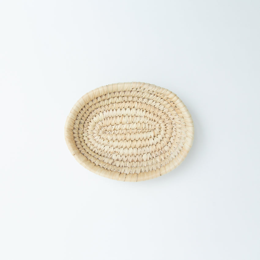 Hand-Woven Palm Frond Small Oval Basket