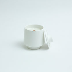 White Candle with Lid, Lavender
