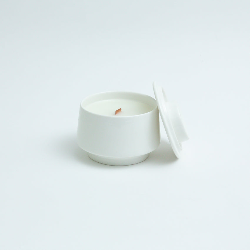 White Candle with Lid, Lavender