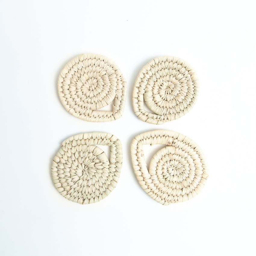 Hand-Woven Palm Frond Coasters Set