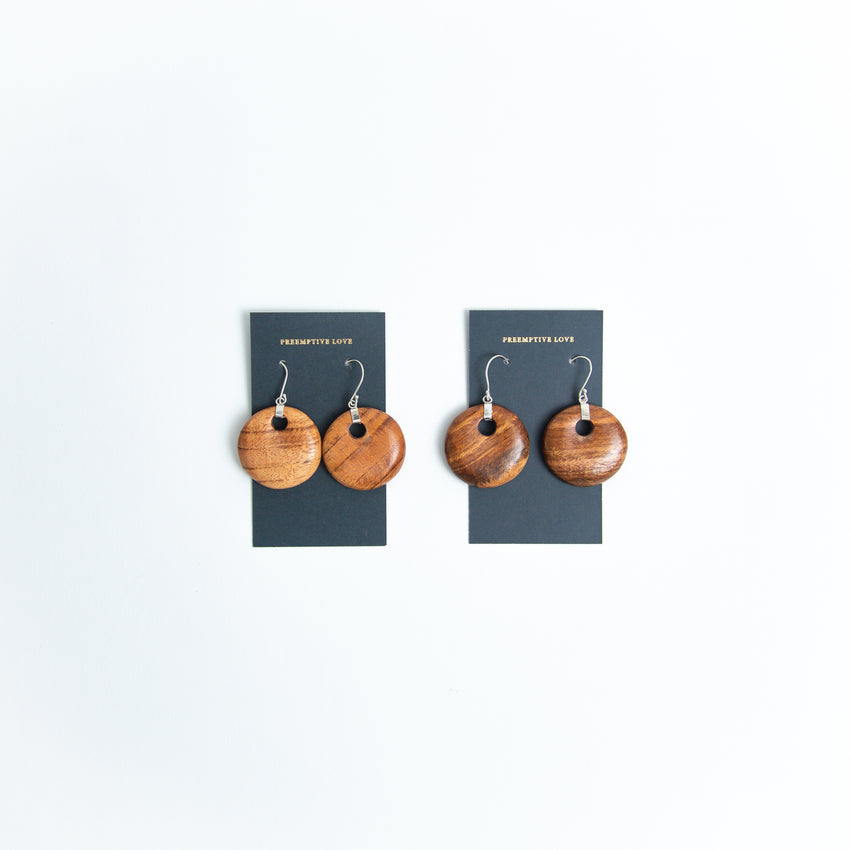 Wood Drop Circle Earrings