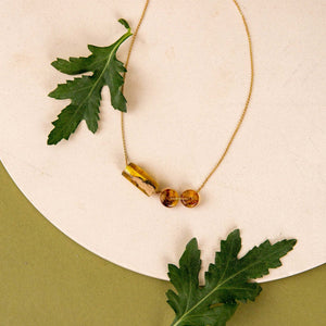 Cylindrical Amber Bead Necklace