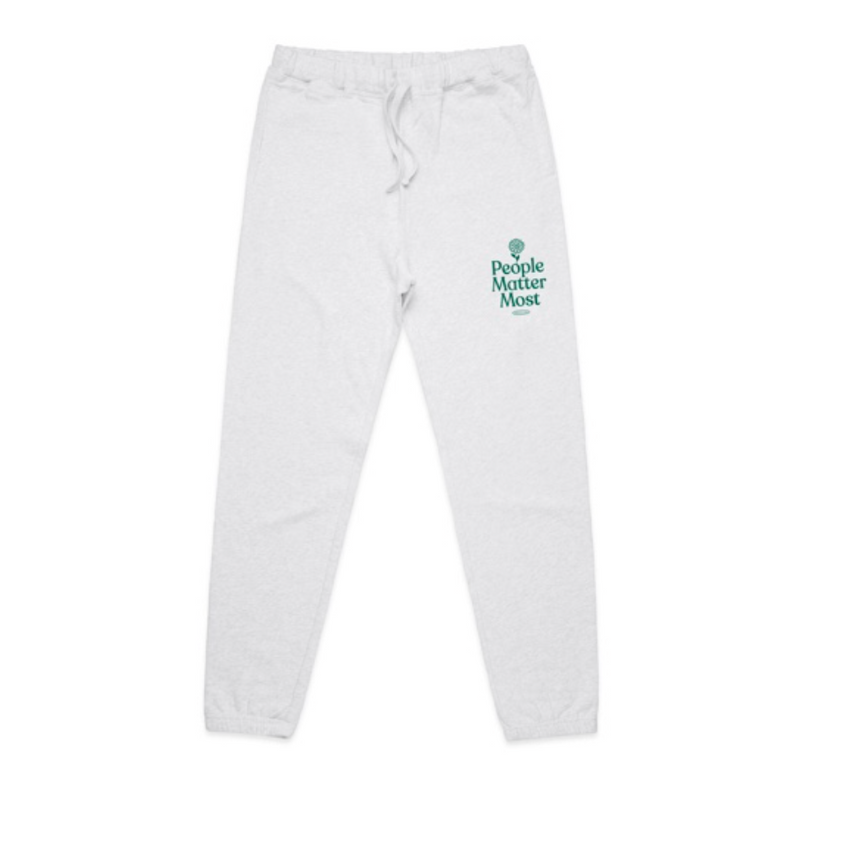 "People Matter Most" Unisex Joggers, Heather White