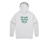"People Matter Most" Unisex Hoodie, Heather White