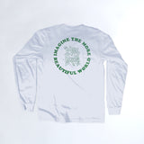 "Imagine the More Beautiful World" Unisex Long Sleeve T-Shirt, White & Green